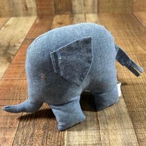 Janie and Jack Blue Denim Chambray Elephant Plush Stuffed Animal Toy Nursery